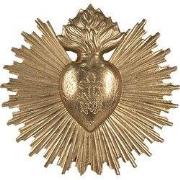 Clayre & Eef Wanddecoratie Hart 17x2x16 cm Goudkleurig Polyresin