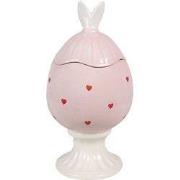 Clayre & Eef Voorraadpot Ei Ø 13x25 cm Roze Keramiek