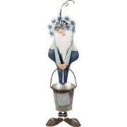 Clayre & Eef Decoratie Beeld Kabouter Blauw Wit Metaal