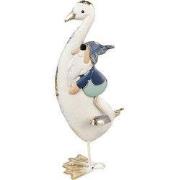 Clayre & Eef Decoratie Beeld Gans 36 cm Wit Blauw Metaal
