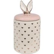 Clayre & Eef Voorraadpot Ø 11x20 cm Wit Roze Keramiek Hartjes