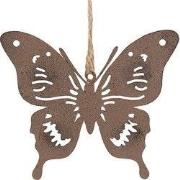 Clayre & Eef Decoratie Hanger Vlinder 11 cm Bruin Metaal