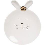 Clayre & Eef Ontbijtbord Konijn Ø 15 cm Wit Keramiek