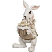 Clayre & Eef Beeld Konijn 13 cm Wit Bruin Polyresin