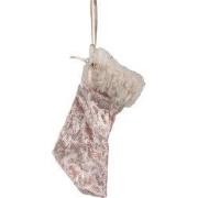 Clayre & Eef Kersthanger Kerstsok 14 cm Roze Synthetisch