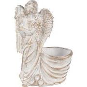 Clayre & Eef Bloempot Engel 22x13x30 cm Wit Steen