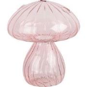 Clayre & Eef Decoratie Beeld Paddenstoel Ø 13x15 cm Roze Glas