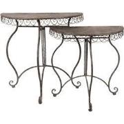 Clayre & Eef Plantentafel Set van 2 76x38x75 / 64x32x65 cm Bruin Metaa...