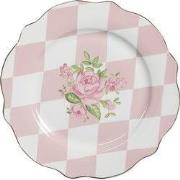 Clayre & Eef Ontbijtbord Ø 20 cm Roze Wit Porselein Rozen