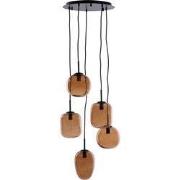 Light&living Hanglamp 5L E14 Ø45x23 cm MEZZA glas bruin