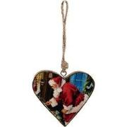 Clayre & Eef Kersthanger 13x2x13 cm Rood Hout Kerstman