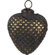 Clayre & Eef Kerstbal 8x4x9 cm Zwart Glas