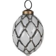 Clayre & Eef Kerstbal Ø 6x8 cm Grijs Glas