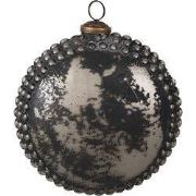 Clayre & Eef Kerstbal Ø 15x6x15 cm Zwart Grijs Glas