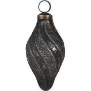 Clayre & Eef Kerstbal Ø 6x11 cm Zwart Grijs Glas