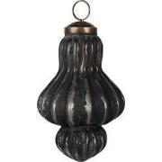 Clayre & Eef Kerstbal Ø 7x12 cm Zwart Grijs Glas