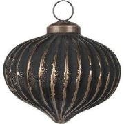 Clayre & Eef Kerstbal Ø 8x8 cm Grijs Goudkleurig Glas