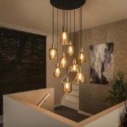 Hoyz Collection - Hanglamp 9L Leaf Getrapt - Amberkleurig Glas