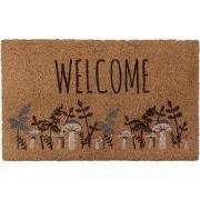 Clayre & Eef Deurmat 75x45 cm Bruin Kokos Paddenstoelen