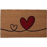 Clayre & Eef Deurmat 75x45 cm Bruin Kokos Harten