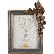 Clayre & Eef Fotolijst 10x15 cm Groen Goudkleurig Polyresin Bloemen
