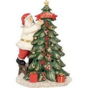 Clayre & Eef Kerstdecoratie met LED-verlichting Kerstman 15x10x22 cm G...