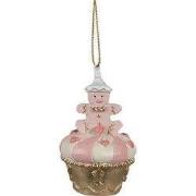 Clayre & Eef Kersthanger Cupcake Ø 5x8 cm Roze Polyresin