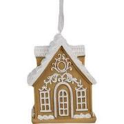 Clayre & Eef Kersthanger Gingerbread house 6x4x7 cm Bruin Polyresin