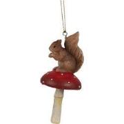 Clayre & Eef Kersthanger Eekhoorn 4x4x9 cm Bruin Polyresin