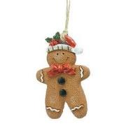 Clayre & Eef Kersthanger Gingerbread man 6x1x8 cm Bruin Polyresin
