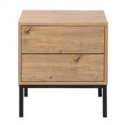 Nachtkastje met 2 lades, eikendecor, hoogte 50 cm - LENNY
