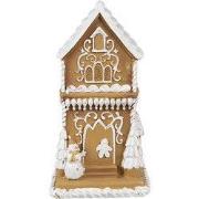 Clayre & Eef Gingerbread house met LED 15 cm Bruin Polyresin