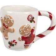 Clayre & Eef Mok 325 ml Wit Rood Keramiek Gingerbread man