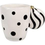 Clayre & Eef Mok 350 ml Wit Zwart Keramiek