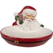 Clayre & Eef Decoratie schaal 19x16x10 cm Rood Keramiek Kerstman
