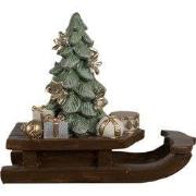 Clayre & Eef Kerstdecoratie Beeld Slee 20x8x17 cm Bruin Polyresin