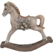 Clayre & Eef Decoratie Beeld Hobbelpaard 17x5x16 cm Beige Polyresin