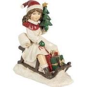 Clayre & Eef Decoratie Beeld Meisje 10x6x12 cm Beige Polyresin Slee