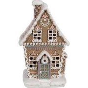 Clayre & Eef Gingerbread house met LED 13x10x21 cm Bruin Polyresin