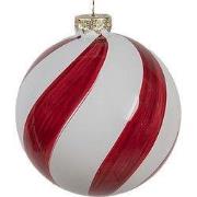 Clayre & Eef Kerstbal Ø 8x8 cm Rood Wit Glas