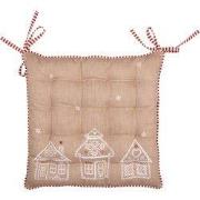 Clayre & Eef Stoelkussen Foam 40x40x4 cm Bruin Katoen Gingerbread hous...