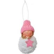 Clayre & Eef Kersthanger Engel Ø 5x9 cm Roze Wit Synthetisch