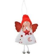 Clayre & Eef Kersthanger Engel 15 cm Rood Wit Synthetisch