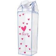 Clayre & Eef Drinkfles 500 ml Transparant Kunststof Hartjes