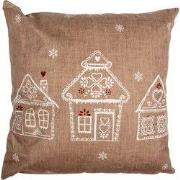 Clayre & Eef Kussenhoes 45x45 cm Bruin Polyester Gingerbread house