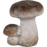 Clayre & Eef Decoratie Paddenstoel 6x5x7 cm Bruin Wit Keramiek