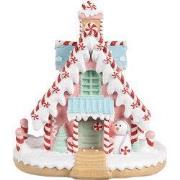 Clayre & Eef Gingerbread house 16x13x15 cm Roze Kunststof