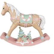 Clayre & Eef Kerstdecoratie Beeld Hobbelpaard 41x10x37 cm Beige Roze K...