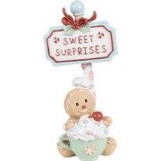 Clayre & Eef Kerstdecoratie Beeld Gingerbread man 25 cm Beige Kunststo...