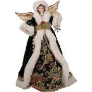 Clayre & Eef Kerstdecoratie Beeld Engel 28 cm Beige Groen Kunststof